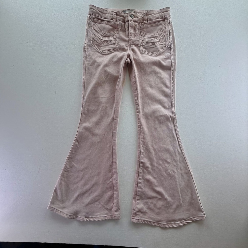 Free People Bell Bottom Women's Jeans Size 27 Soft Pink Retro Jeans Pants